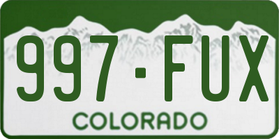 CO license plate 997FUX