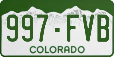 CO license plate 997FVB