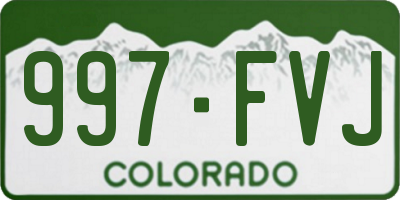 CO license plate 997FVJ