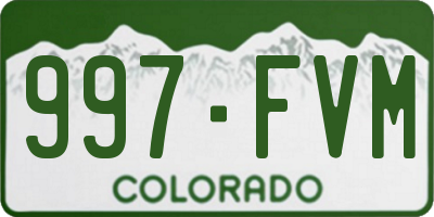 CO license plate 997FVM
