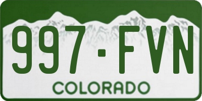 CO license plate 997FVN