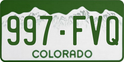 CO license plate 997FVQ