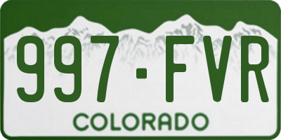 CO license plate 997FVR
