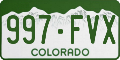 CO license plate 997FVX
