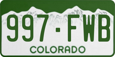CO license plate 997FWB