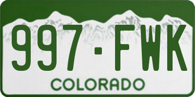 CO license plate 997FWK