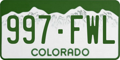 CO license plate 997FWL