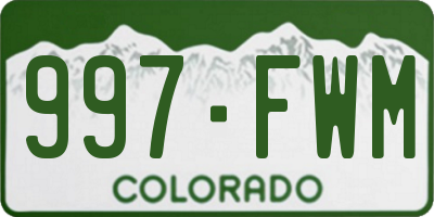 CO license plate 997FWM