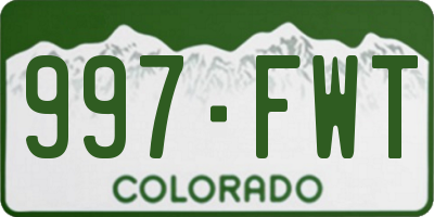 CO license plate 997FWT