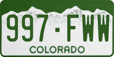 CO license plate 997FWW