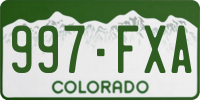 CO license plate 997FXA