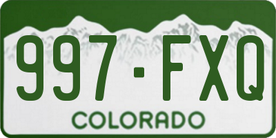 CO license plate 997FXQ