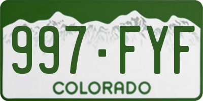 CO license plate 997FYF
