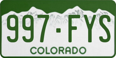 CO license plate 997FYS