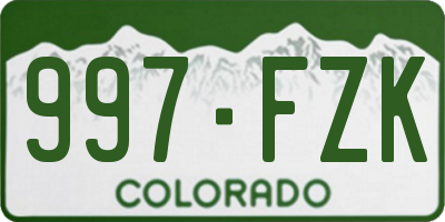 CO license plate 997FZK