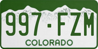 CO license plate 997FZM