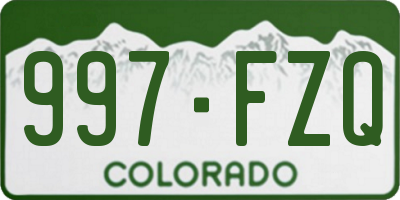 CO license plate 997FZQ