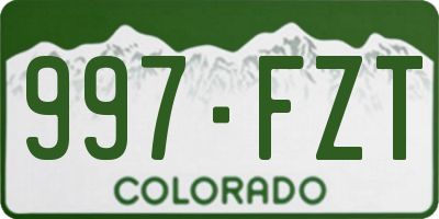 CO license plate 997FZT