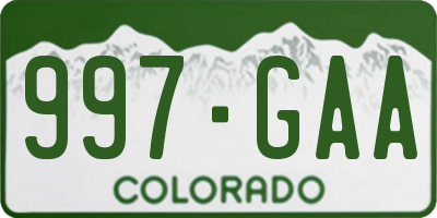 CO license plate 997GAA