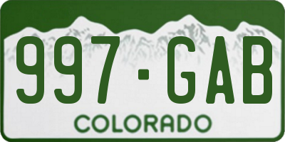 CO license plate 997GAB