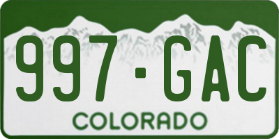 CO license plate 997GAC