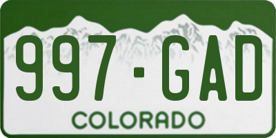 CO license plate 997GAD