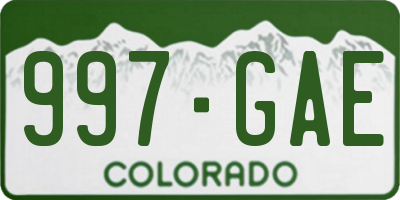 CO license plate 997GAE