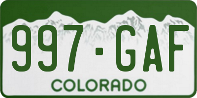 CO license plate 997GAF
