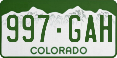 CO license plate 997GAH