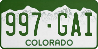 CO license plate 997GAI