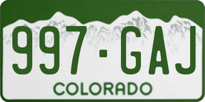 CO license plate 997GAJ