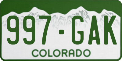 CO license plate 997GAK