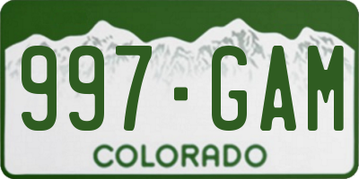 CO license plate 997GAM
