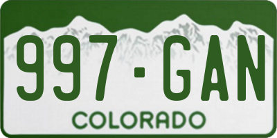 CO license plate 997GAN