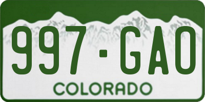 CO license plate 997GAO