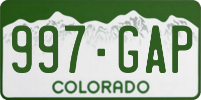 CO license plate 997GAP