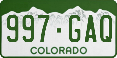 CO license plate 997GAQ