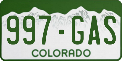 CO license plate 997GAS