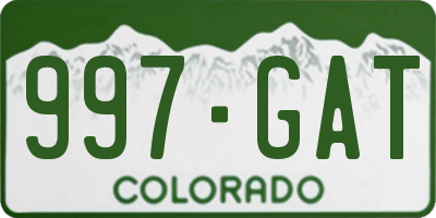 CO license plate 997GAT