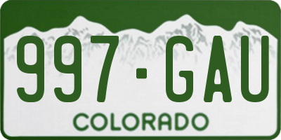 CO license plate 997GAU