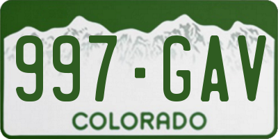 CO license plate 997GAV