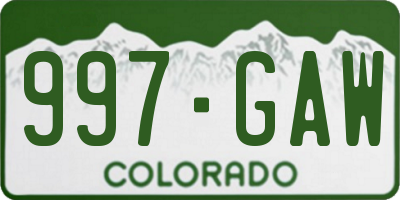 CO license plate 997GAW