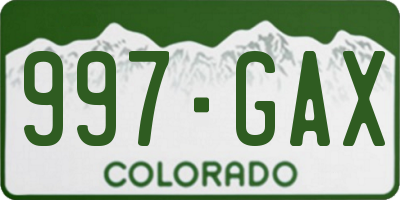 CO license plate 997GAX