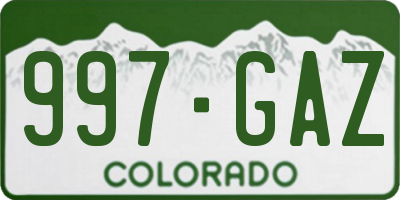 CO license plate 997GAZ