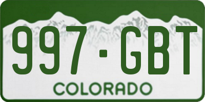 CO license plate 997GBT
