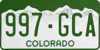 CO license plate 997GCA