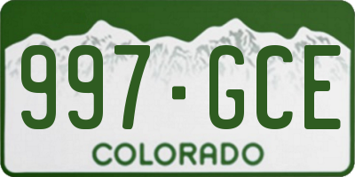 CO license plate 997GCE
