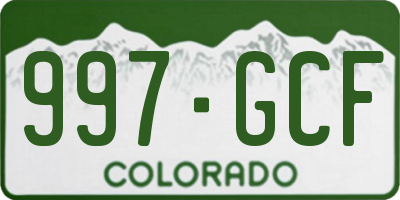 CO license plate 997GCF
