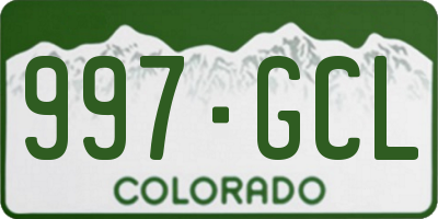 CO license plate 997GCL