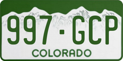 CO license plate 997GCP